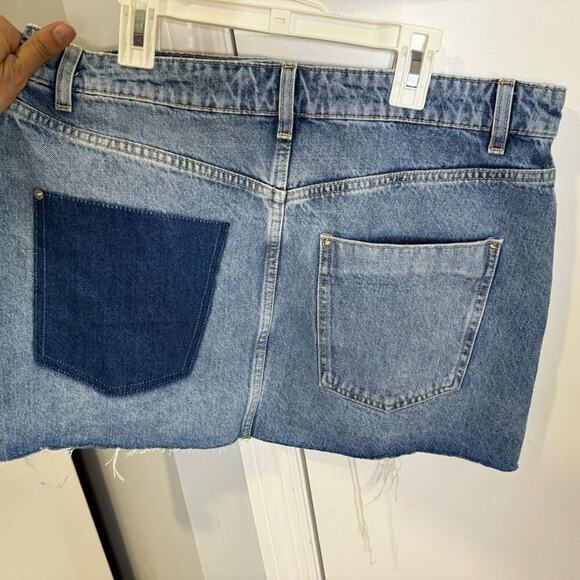 Zara Ripped denim Mini Skirt blue women size Large - Picture 4 of 10